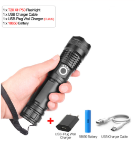 USB Charging Zoom P50 Flashlight (Option: 18650 USB US)