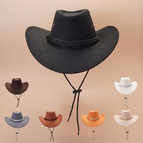 Western Cowboy Hat Vintage Jazz Hat Outdoor Fishing Cowgirl Sun Hat Wide Brim Summer Sunscreen Travel Beach Hat (Color: Beige Color)