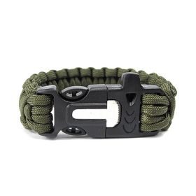 Seven Core Umbrella Rope Braided Survival Whistle Play Flint Escape Emergency Umbrella Rope Bracelet (Color: Army Green)