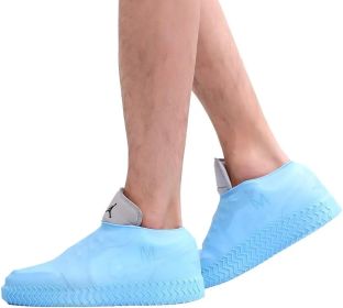 Waterproof Silicone Shoe Cover, Reusable Non Slip Rubber Rain Shoe Cover Unisex (Color: Blue)