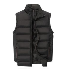 Men's Cotton Vest Stand Collar Warm Autumn&Winter Zipper Waistcoat (Color: Black, size: XS)