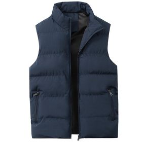 Men's Lightweight Packable Puffer Down Vest Sleeveless Quilted Jacket Coat (Color: DARK BLUE, size: 2XL)