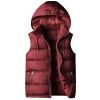 Men's Zipper Removable Hooded Padded Sleeveless Vest