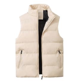 Men's Lightweight Packable Puffer Down Vest Sleeveless Quilted Jacket Coat (Color: Beige, size: S)