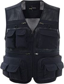 Mens Waistcoat Summer Outdoor Casual Fishing Safari Hiking Vest with Multi-Pocket (size: M)