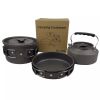 3pcs/set Lightweight Outdoor Cooking Utensils Kit Portable Camping Pot Pan Kettle Soup Wok Pot Cookware Set