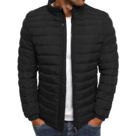 Euro Winter New Men's Solid Cotton Shirt Casual Warm Cotton Jacket Men's Jacket (Color: Black, size: L)