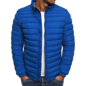 Euro Winter New Men's Solid Cotton Shirt Casual Warm Cotton Jacket Men's Jacket (Color: Royal Blue, size: XL)