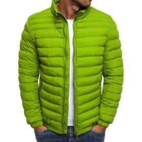 Euro Winter New Men's Solid Cotton Shirt Casual Warm Cotton Jacket Men's Jacket (Color: Grass Green, size: S)