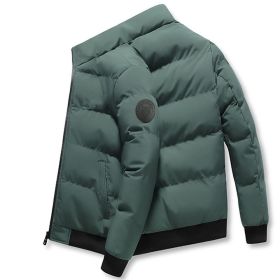 New style stand collar men's cotton jacket Winter warm cotton jacket Men's short down cotton jacket cotton jacket (Color: Army Green, size: L)