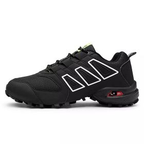 Men's comfortable sneakers wear shoes walking shoes mesh material men's hiking shoes non-slip outdoor sports shoes (Color: Black, size: 7.5)