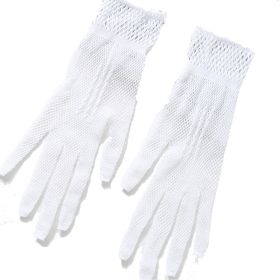 Women Mesh Sun Gloves Anti-Skid Driving Gloves Summer Cool Gloves Breathable Full Finger (Color: White)