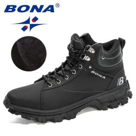 BONA 2022 NewDesigners Nubuck Sports Tactical Boots Men Hiking Mountain Shoes High Top Plush Tactical Footwear Masculino Comfy (Color: Charcoal grey S gray, size: 9.5)