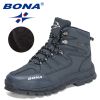 BONA 2022 New Designers Brand Winter Snow Boots Men Warm Plush High Top Boots MAction Leather Ankle Boots Man Outdoor Footwear