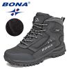 BONA 2022 New Designers Brand Winter Plush Boots Men Warm Snow Ankle Boots Man High Quality Action Leather Sneakers Mansculino