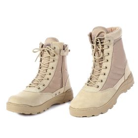 2021 New Us Military Leather Boots for Men Combat Bot Infantry Tactical Boots Askeri Bot Army Bots Army Shoes Erkek Ayakkabi (Color: Khaki, size: 45)