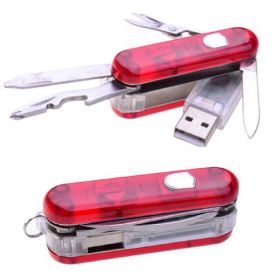 Your Best Friend Swiss Army-Inspired Pocket knife With 16 GB USB Drive (Color: SOLID RED)