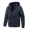 Men's Thin Quilted Jacket Detachable Hood Drawstring Casual Sport Coat Stand Collar Business Trend Fashion Spring Autumn Winter